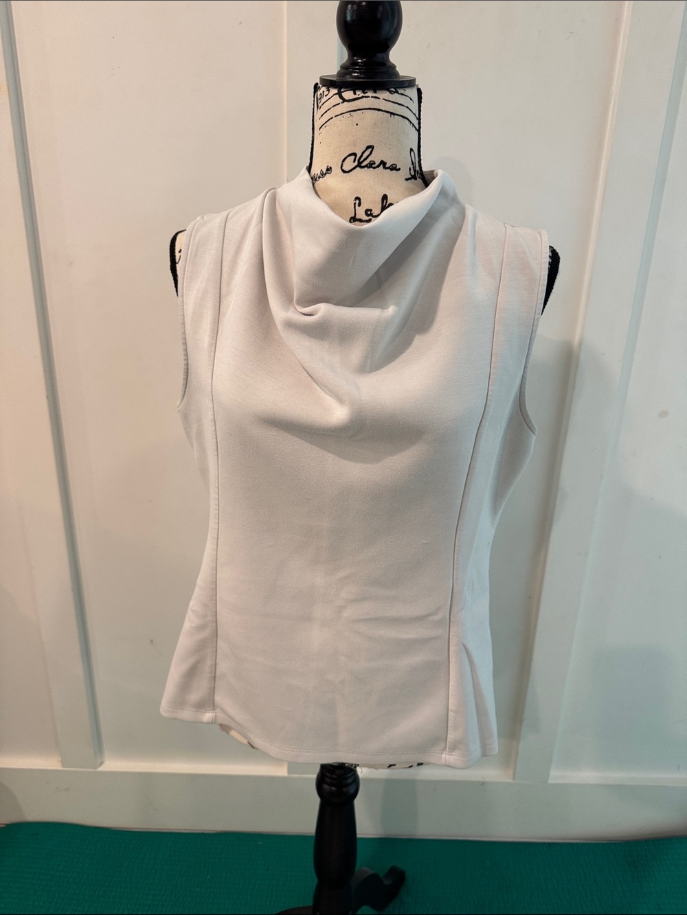 Banana Republic Sleeveless Draped/Cowl Neck White Top